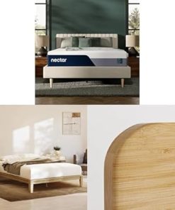 Nectar King Bamboo Platform Bed Frame, Headboard & 13” Mattress - Easy Tool Free Set Up - Contemporary and Durable - Sturdy Wooden Slats for Support - Holds Up To 800 Pounds