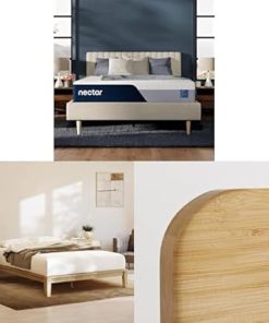 Nectar Queen Bamboo Platform Bed Frame, Headboard & 12” Mattress - Easy Tool Free Set Up - Contemporary and Durable - Sturdy Wooden Slats for Support - Holds Up To 800 Pounds