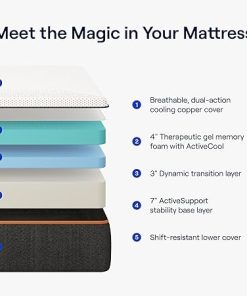 Nectar Premier Copper 14″ King Mattress – Medium Firm Gel Memory Foam Mattress – 5 Layers of Comfort – Triple Action Cooling Tech – 365-Night Trial – Forever Warranty,White 2